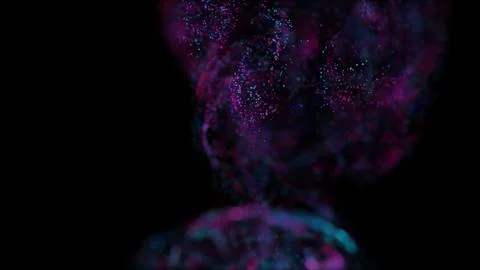 3D rendering of a multicolored, vibrant, abstract cloud of particles in space Stock Illustration