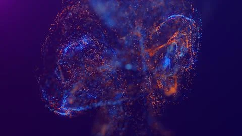 3D rendering of a multicolored, vibrant, abstract cloud of particles in space Stock Illustration