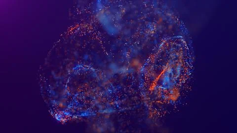 3D rendering of a multicolored, vibrant, abstract cloud of particles in space Stock Illustration