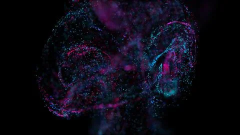 3D rendering of a multicolored, vibrant, abstract cloud of particles in space Illustrazione stock