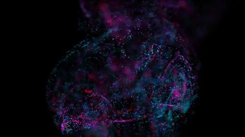 3D rendering of a multicolored, vibrant, abstract cloud of particles in space Illustrazione stock