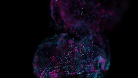 3D rendering of a multicolored, vibrant, abstract cloud of particles in space 스톡 일러스트