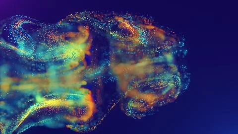 3D rendering of a multicolored, vibrant, abstract cloud of particles in space Stock Illustration