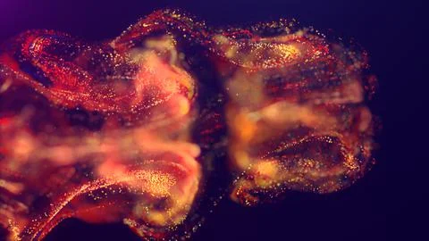 3D rendering of a multicolored, vibrant, abstract cloud of particles in space Stock Illustration