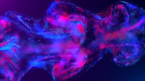 3D rendering of a multicolored, vibrant, abstract cloud of particles in space Illustrazione stock