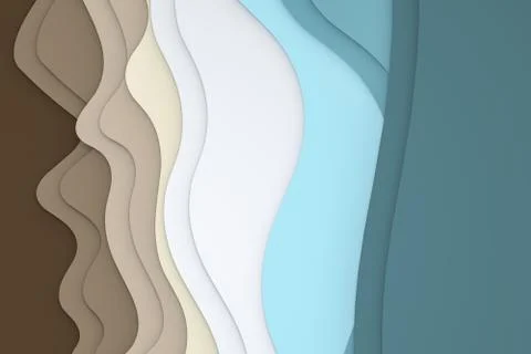 3d rendering, multilayer paper cut illustration background Stock Illustration