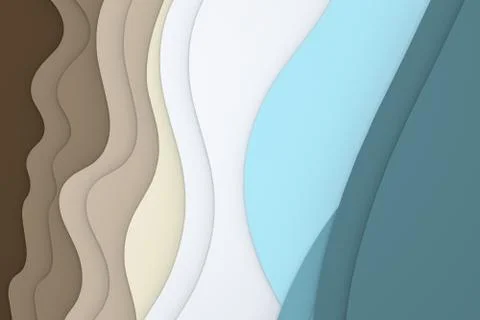 3d rendering, multilayer paper cut illustration background Stock Illustration