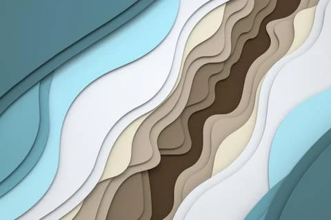 3d rendering, multilayer paper cut illustration background Stock Illustration