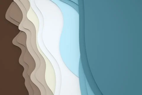 3d rendering, multilayer paper cut illustration background Stock Illustration