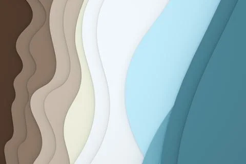 3d rendering, multilayer paper cut illustration background Stock Illustration