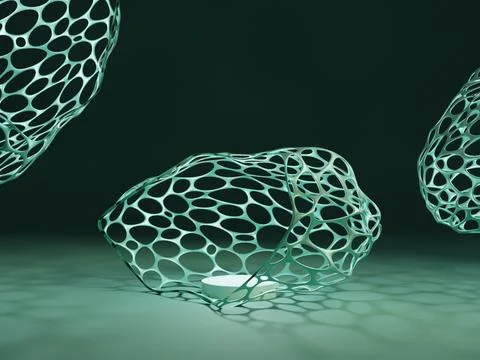 3D rendering of multiple abstract shapes; design template pedestal for the pr Stock Illustration