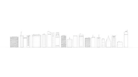 3d rendering of multiple buildings isolated in white studio background Stock Illustration