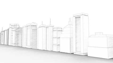 3d rendering of multiple buildings isolated in white studio background 3d ... Fotos de archivo