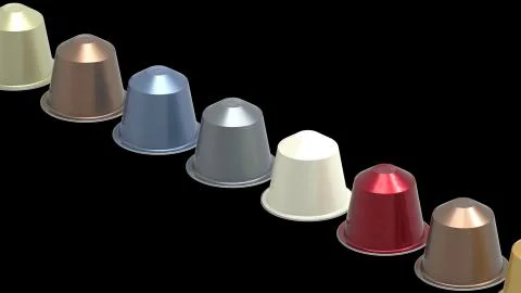 3d rendering of multiple colored coffee capsules different flavours Stock Illustration
