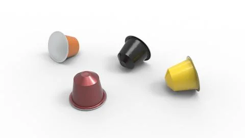 3d rendering of multiple colored coffee capsules different flavours Stock Illustration