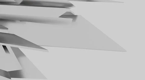 3d rendering of multiple edges of a gray thin object on white background Illustrazione stock