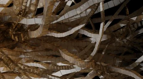 A 3d rendering of multiple slender long objects with rectangles intermingled  イラスト素材