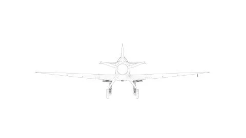 3d rendering multiple technical drawing views of a Spitfire Illustrazione stock