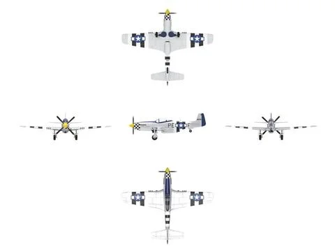 3d rendering of multiple views of a World war 2 fighter airplane 3d render... 写真素材
