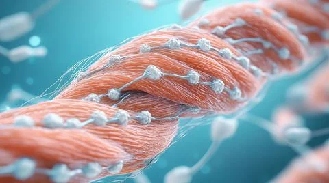 3D Rendering of Muscle Contraction – Actin &amp; Myosin Filament Interaction Ilustración de archivo
