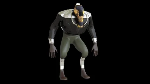 3D rendering of mutant character, animated on black background. Stock Footage 93468961