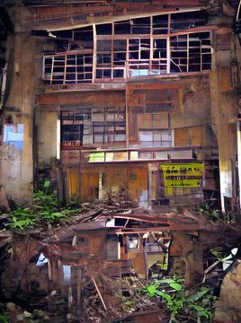 3D rendering of a mystery building at a lost place Ilustración de archivo