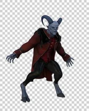 3D rendering of the mythological Krampus demon, like an anti-San Stock Illustration