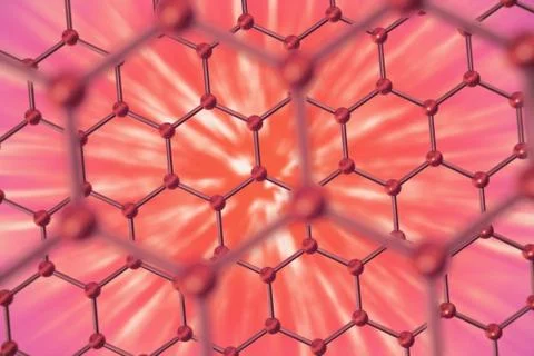 3d rendering nanotechnology hexagonal geometric form close-up, concept graphene Stock Illustration