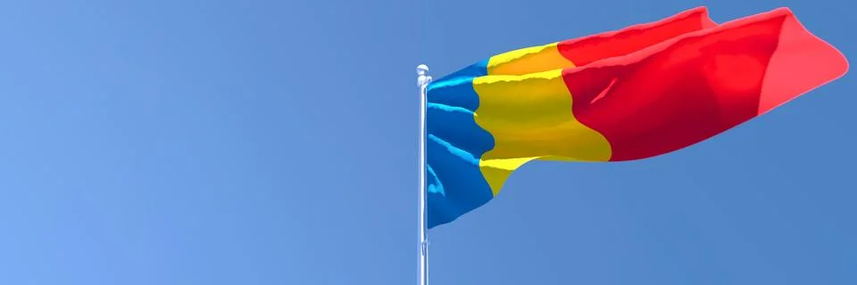 3D rendering of the national flag of Chad waving in the wind Stock Illustration