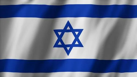 3D rendering of national flag of Israel waving and fluttering in wind 库存插图