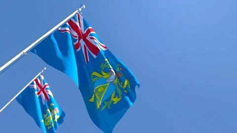 3D rendering of the national flag of Pitcairn islands waving in the wind 스톡 일러스트