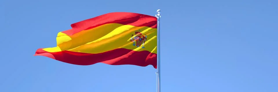 3D rendering of the national flag of Spain waving in the wind Stock Illustration