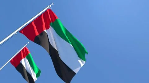 3D rendering of the national flag of UAE waving in the wind Stock Illustration