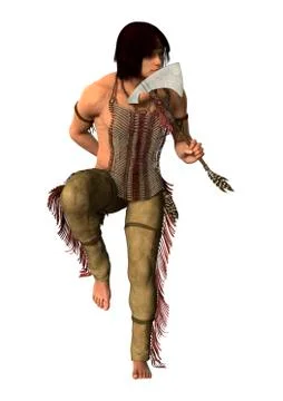 3D Rendering Native American Man on White Illustrazione stock