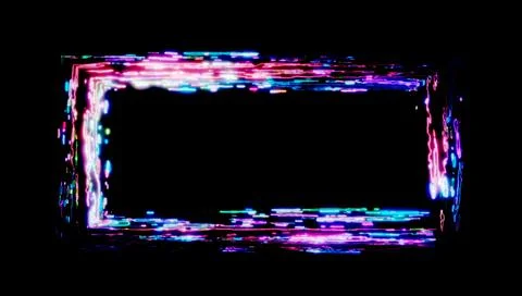 3d rendering. Neon frame from multi-colored paints on a black background. lum Stock Illustration