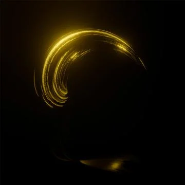 3d rendering. Neon gold paint oil on a black background with bright highlight Stock Illustration