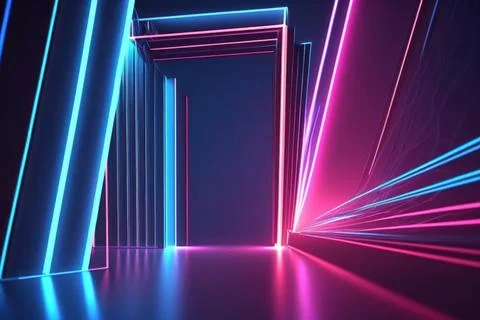 3d rendering neon light abstract ultraviolet background, dynamic glowing li.. Stock Illustration