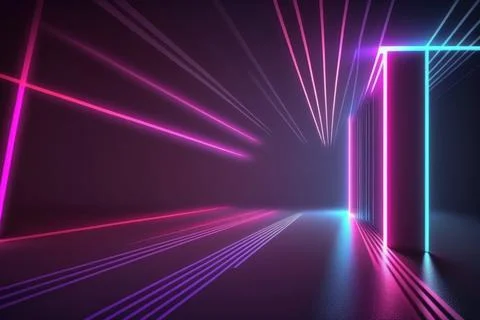 3d rendering neon light abstract ultraviolet background, dynamic glowing li.. Stock Illustration