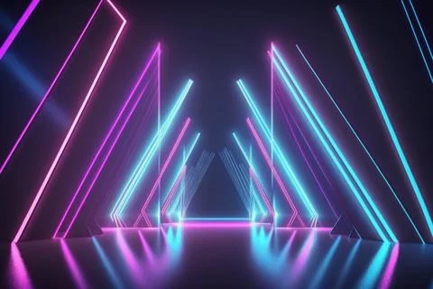 3d rendering neon light abstract ultraviolet background, dynamic glowing li.. Stock Illustration