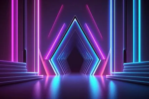 3d rendering neon light abstract ultraviolet background, dynamic glowing li.. Illustrazione stock