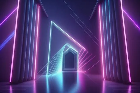 3d rendering neon light abstract ultraviolet background, dynamic glowing li.. Illustrazione stock