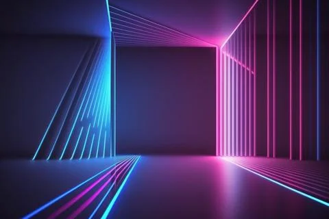 3d rendering neon light abstract ultraviolet background, dynamic glowing li.. Stock Illustration
