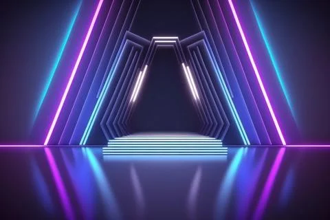 3d rendering neon light abstract ultraviolet background, dynamic glowing li.. Stock Illustration