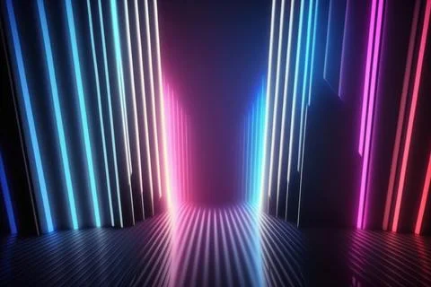 3d rendering neon light abstract ultraviolet background, dynamic glowing li.. Stock Illustration