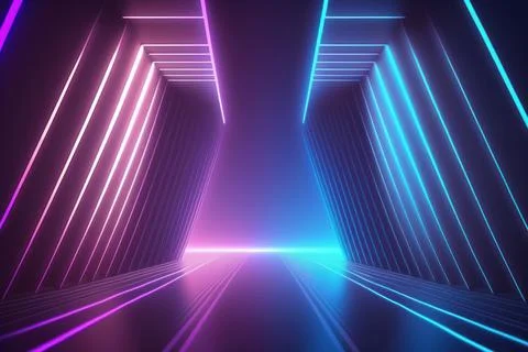 3d rendering neon light abstract ultraviolet background, dynamic glowing li.. Stock Illustration