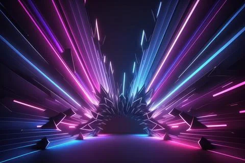 3d rendering neon light abstract ultraviolet background, dynamic glowing li.. Stock Illustration