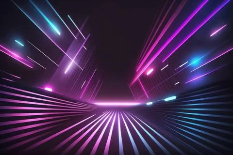 3d rendering neon light abstract ultraviolet background, dynamic glowing li.. Stock Illustration