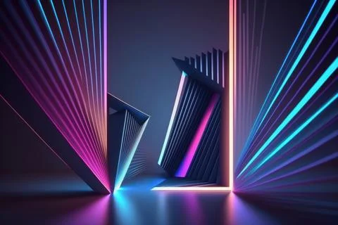 3d rendering neon light abstract ultraviolet background, dynamic glowing li.. Stock Illustration