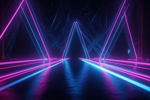 3d rendering neon light abstract ultraviolet background, dynamic glowing li.. Stock Illustration