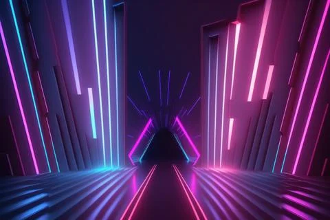 3d rendering neon light abstract ultraviolet background, dynamic glowing li.. Stock Illustration